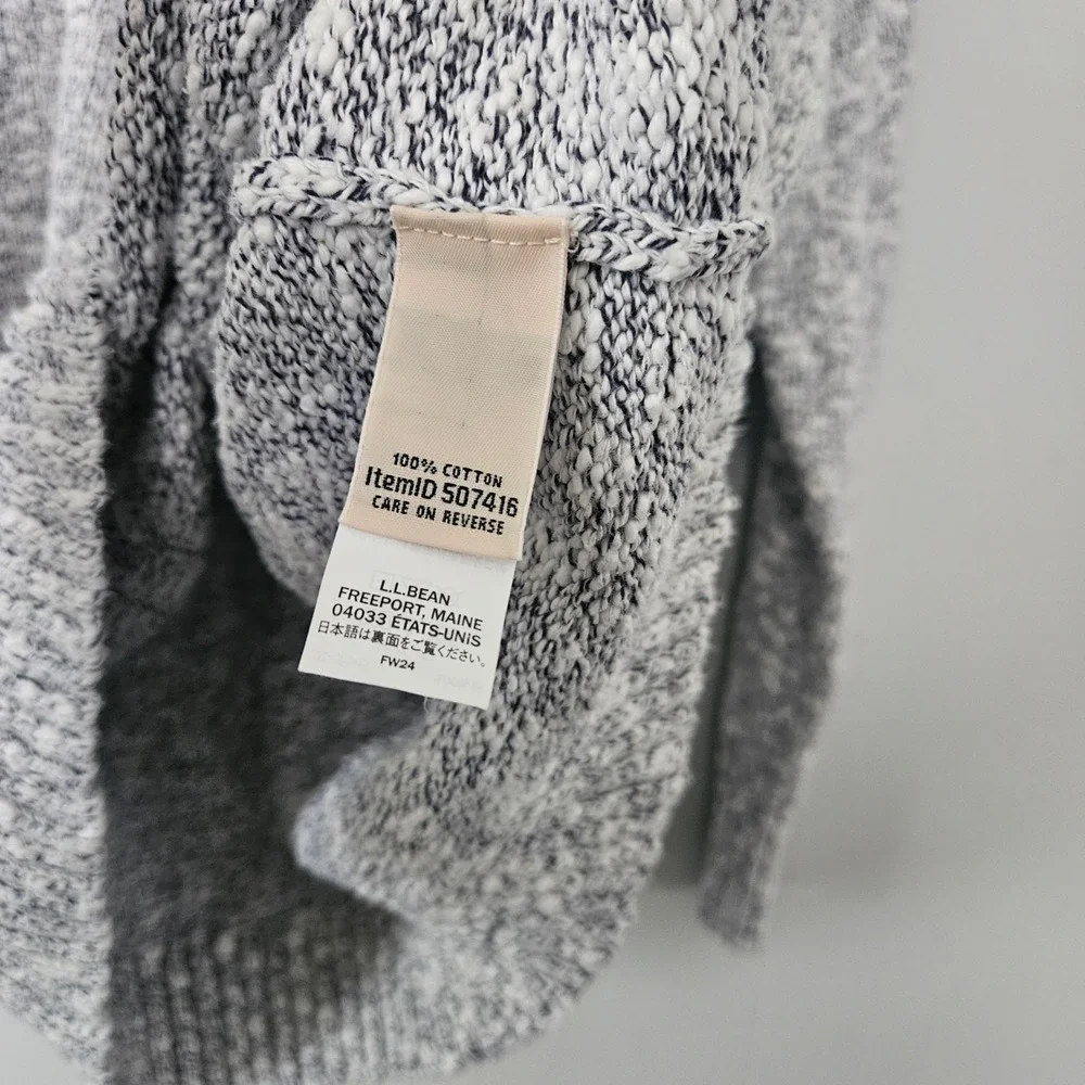 L.L. Bean Roll‎ Neck Sweater Womens Large White Marled Cotton Pullover Coastal - Picture 5 of 5